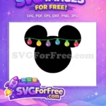 Free Mickey Ears Silhouette Free Colorful Holiday Lights Christmas Free SVG - Instant Download