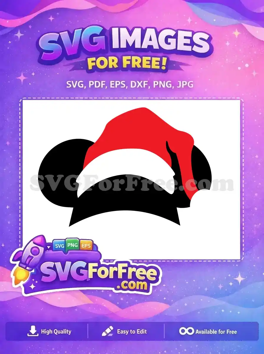 A simple, festive Santa hat SVG with red and white colors, ideal for Christmas-themed designs and projects.
