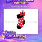 Free Minnie Red Bow Free Polka Dot Stocking Christmas Disney Free SVG - Instant Download