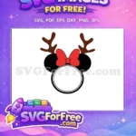 Free Minnie Reindeer Free Red Bow Frame Christmas Free SVG - Instant Download
