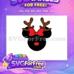 Free Minnie Mouse Reindeer Free Red Bow Antlers Christmas Free SVG - Instant Download