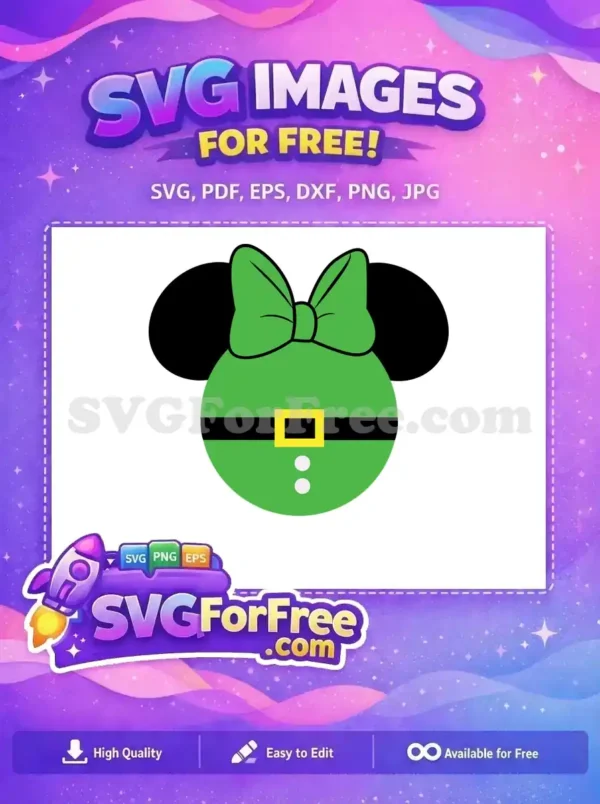 A playful green elf outfit with a bow, buckle, and buttons, perfect for Christmas-themed designs, free SVG.
