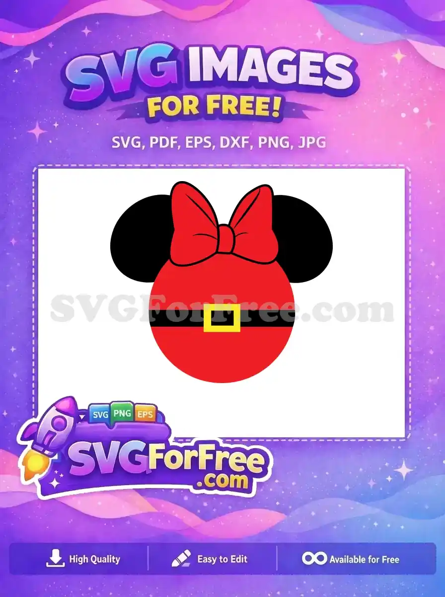 A festive, red Santa hat-inspired design featuring a bow and belt, a free Christmas character-themed SVG.