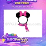 Free Minnie Ears Pink Bow Free Striped Scarf Frame Christmas Free SVG - Instant Download