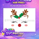 Free Christmas Reindeer Antlers Free Holly Berry Red Nose Christmas Free SVG - Instant Download