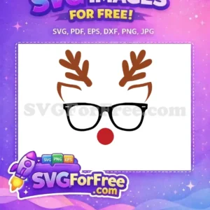 A free SVG design featuring reindeer antlers and a red nose, perfect for Christmas and holiday-themed projects.