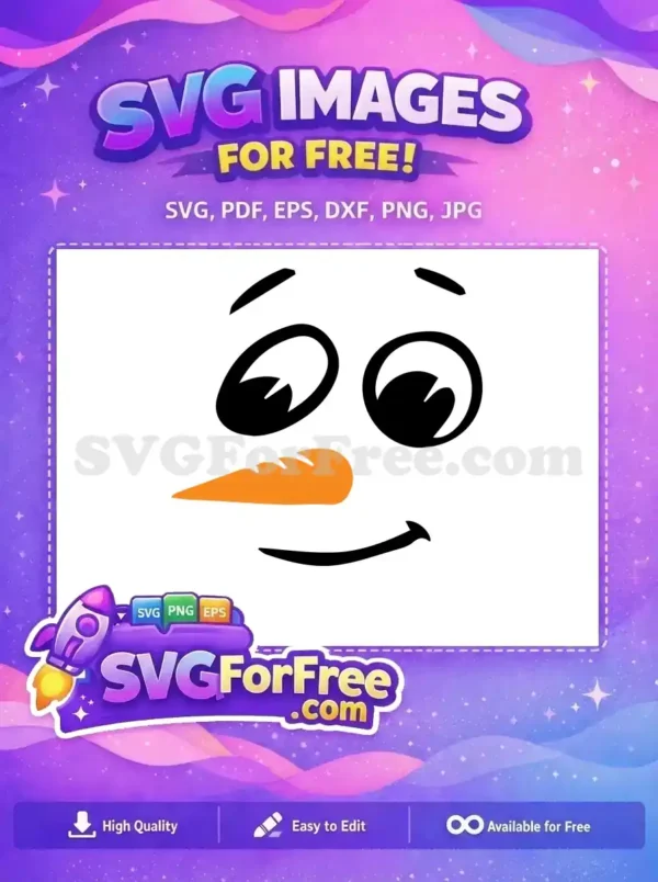 A cute snowman with a sad expression and an orange carrot nose, ideal for Christmas-themed designs.