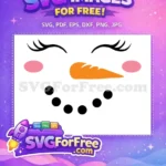 Free Winking Free Carrot Pink Cheeks Snowman Christmas Free SVG - Instant Download