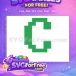Free Simple Green Pixelated Free Christmas C Shape Christmas Design Free SVG - Instant Download