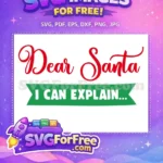Free Red Dear Santa Free Green Explanation Banner Christmas Free SVG - Instant Download