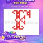 Free Red White Pixelated Free Festive Christmas Holiday Free SVG - Instant Download