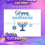 Free Happy Hanukkah Free Blue Menorah Star Hanukkah Free SVG - Instant Download
