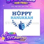 Free Happy Hanukkah Star Free Blue Dreidel Motif Celebration Free SVG - Instant Download