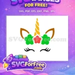 Free Golden Horn Free Red Green Christmas Unicorn Free SVG - Instant Download