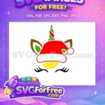 Free Unicorn Santa Hat Free Red Green Horn Christmas Free SVG - Instant Download