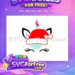 Free Unicorn Red Hat Free Rainbow Horn Christmas Free SVG - Instant Download