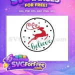 Free Red Reindeer Free Green Believe Dots Christmas Free SVG - Instant Download