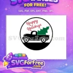 Free Vintage Black Truck Free Christmas Tree Happy Holidays Free SVG - Instant Download