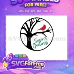 Free Red Cardinal Free Winter Greetings Christmas Free SVG - Instant Download