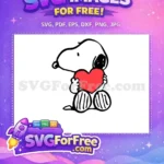 Free Snoopy holding red heart Free happy expression Peanuts Christmas Free SVG - Instant Download