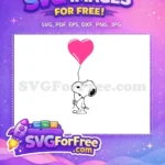 Free Snoopy Pink Heart Balloon Free Adorable Character Christmas Free SVG - Instant Download