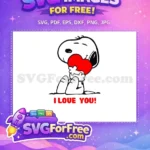 Free Happy Snoopy Red Heart Free I LOVE YOU Christmas Free SVG - Instant Download