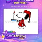Free Snoopy red sleeping outfit Free glowing candle Peanuts Christmas Free SVG - Instant Download