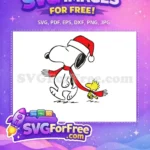 Free Happy Snoopy Santa Hat Free Woodstock Red Scarf Peanuts Christmas Free SVG - Instant Download