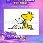 Free Yellow Woodstock Writing Free Pen Paper Peanuts Christmas Free SVG - Instant Download