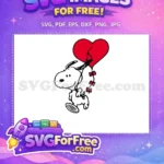 Free Snoopy Happy Walking Free Red Heart Balloon Red Bows Christmas Free SVG - Instant Download