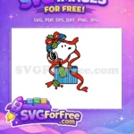 Free Snoopy Gift Free Red Ribbon Holly Peanuts Free SVG - Instant Download