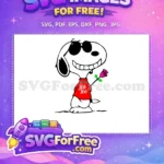 Free Snoopy Sunglasses Free Red XOXO Rose Christmas Free SVG - Instant Download
