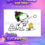 Free Snoopy Colorful Hat Free Woodstock Snowball Peanuts Christmas Free SVG - Instant Download