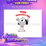 Free Happy Smiling Snoopy Free Red Heart Valentine Peanuts Day Free SVG - Instant Download