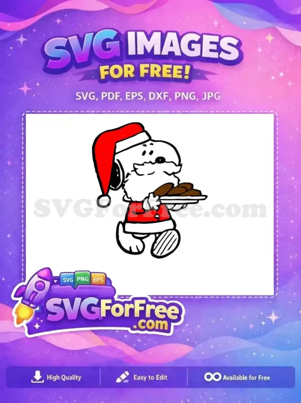 Free Happy Snoopy Santa Hat Free Delicious Cookies Christmas Free SVG
