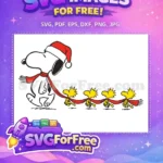 Free Happy Snoopy Red Santa Hat Free Woodstock Birds Peanuts Christmas Free SVG - Instant Download