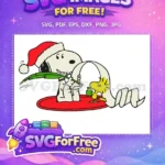 Free Snoopy smiling Free Woodstock green quill Christmas Free SVG - Instant Download