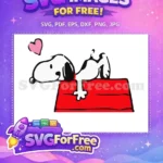 Free Snoopy Pink Heart Free Red Doghouse Christmas Peanuts Free SVG - Instant Download