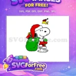 Free Smiling Snoopy Santa Free Green Sack Presents Peanuts Christmas Free SVG - Instant Download