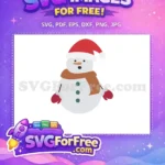 Free Red Hat Snowman Free Brown Scarf Green Buttons Christmas Free SVG - Instant Download