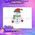 Free Surprised Snowman Free Red Hat Green Scarf Christmas Winter Free SVG - Instant Download