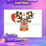 Free Happy Rudolph Red Nose Free Antlers Lights Christmas Free SVG - Instant Download