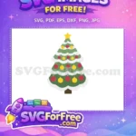 Free Green Christmas Tree Free Red Yellow Ornaments Holiday Decoration Free SVG - Instant Download
