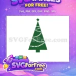 Free Green Tree Free White Lights Christmas Free SVG - Instant Download