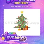 Free Festive Tree Free Mittens Candy Christmas Free SVG - Instant Download