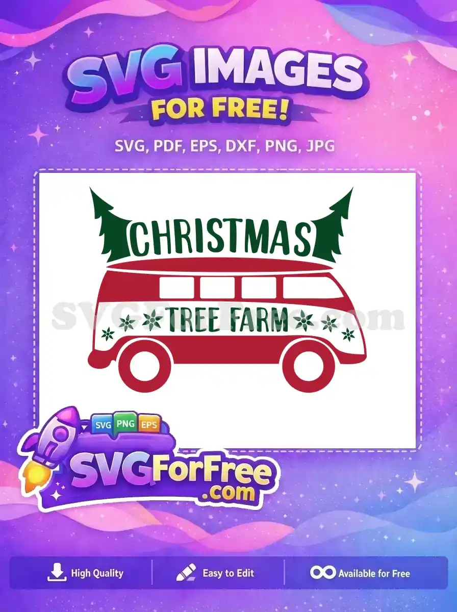 Free Red White Camper Free Green Pine Tree Christmas SVG Free SVG