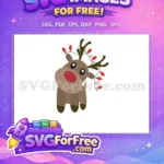 Free Cute Red Nosed Reindeer Free Christmas Lights Antlers Rudolph Free SVG - Instant Download