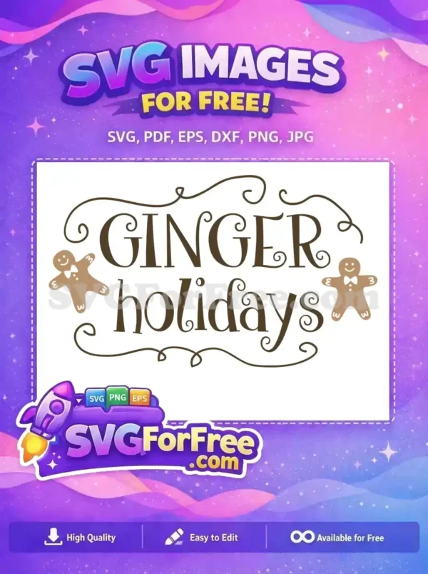Free Gingerbread Men Holiday SVG with Festive Swirls A free SVG design featuring gingerbread men and festive swirls for Christmas and holiday projects.