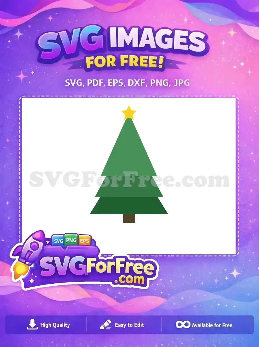 A simple green Christmas tree with a golden star at the top, designed as a free SVG graphic.