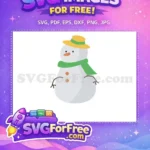 Free Happy Yellow Hat Snowman Free Green Scarf Christmas Free SVG - Instant Download